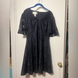 Donna Morgan Navy Dress Woven Detail